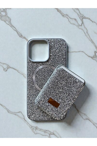 MUS10 IPHONE 14 PRO MAX CÜZDANLI MAGSAFE ÖZELLİKLİ PARLAK TAŞ TASARIMLI KILIF