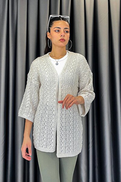 Noa&Noa Zikzak Örgü Model Yarım Kol Hırka - Taş TAŞ