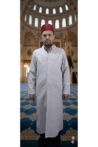 koçaktoptan Cübbe Buhara Collar Plain Light Grey