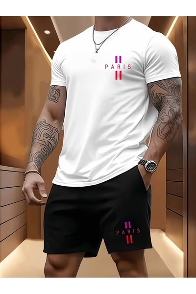 PAVRO Unisex Oversize Shorts Set Top and Bottom Two-Piece Comfortable Purple ...