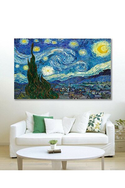 gurbaart Van Gogh Yıldızlı Gece Duvar Baskı Kanvas Modern Dijital Baskı Yatay...