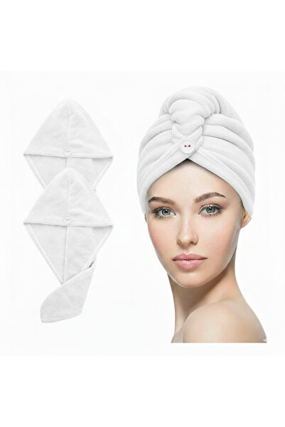 KAŞIKBEY Button Elastic Hair Towel, Hair Cap Hair Drying Cap |   Hair Towel |...