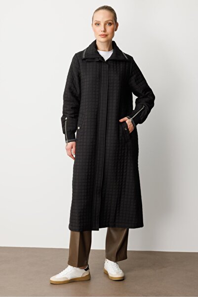 Micca Ribana ve Fermuar Detaylı Tüm Beden Astarlı Jakar Kapitone Mevsimlik Sp...