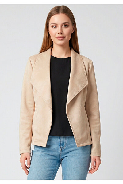 Little Visqon Kadın Süet Dokulu Blazer Ceket Casual ve Günlük Ofis Stili
