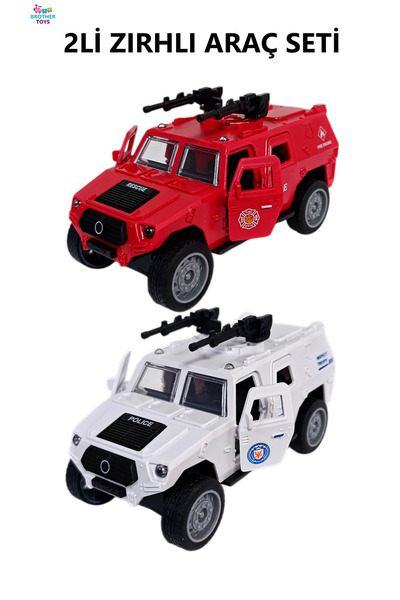 Brother Toys 2'li Zırhlı Arazi Araçları Seti İtfaiye Ve Polis Oyuncak Araba 1...