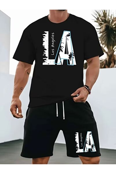 PAVRO Unisex Oversize Shorts Set Top and Bottom Two-Piece Comfortable Colorfu...