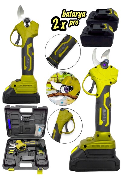 MOONSHOP 256 Vf Çift Akülü Çelik Şanzuman Göstergeli Şarjlı Dal Ağaç Kesme Ba...