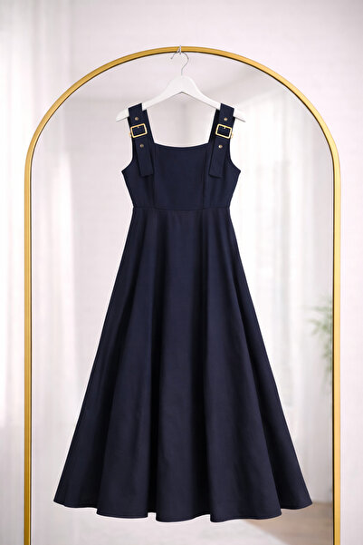 Bahar Altundemir فستان نسائي من قماش الدنيم بحمالات