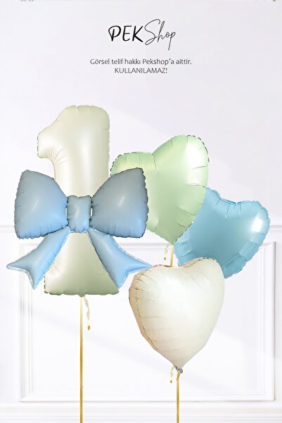 PEKSHOP Pink Bow Age Balloon with 3 Heart Balloons Birthday Balloon Set Set224