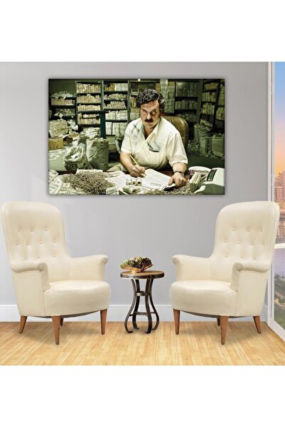 TosbArt Narcos Pablo Escobar Dijital Baskı Yatay Kanvas Tablo Oturma ODası Of...