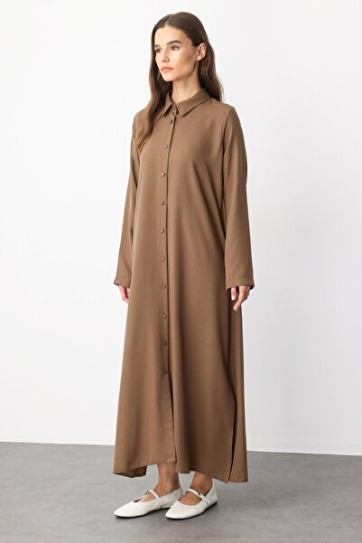 Micca NOUVO SET İpekçe Doku Kap/Elbise - Pantalon Takım-Vizon