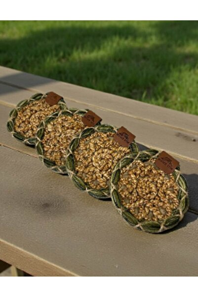 home inn كوكتيل ديكور بوهيمي 4 قطع - تصميم محبوك بتفاصيل حافة خضراء - 13 سم