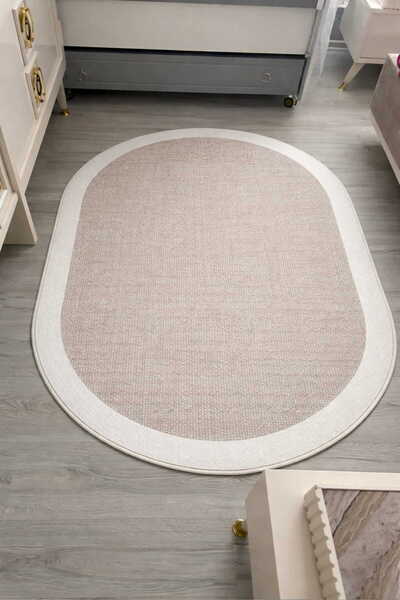 VOPTEKS Oval Vizon Halı Makinede Yıkanabilir Kaymaz Taban Yatak Odası Halısı