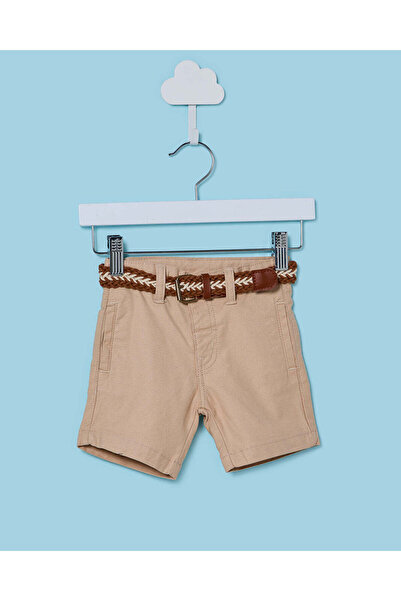 REDTAG Infant Boys Beige Belted Shorts