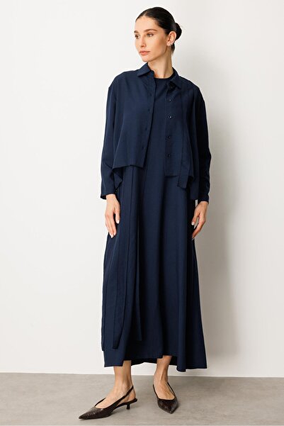 Micca Aller Üst Beden ve Jile İç Kombin İpekçe Elbise Ferace-Laci