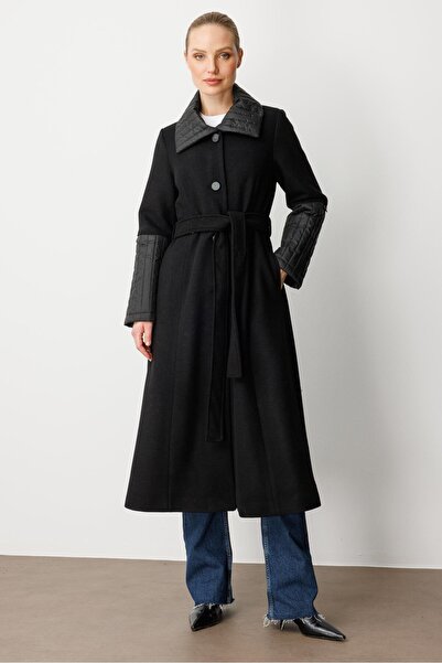 Micca Yüsek Yün İçerikli Dokuma Beden ve Soft Kapitone Yaka ve Kol Detaylı As...