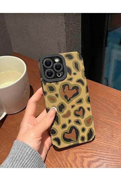 MİRAZ TASARIM غطاء أسود بنمط الفهد لهاتف آيفون 14 برو ماكس