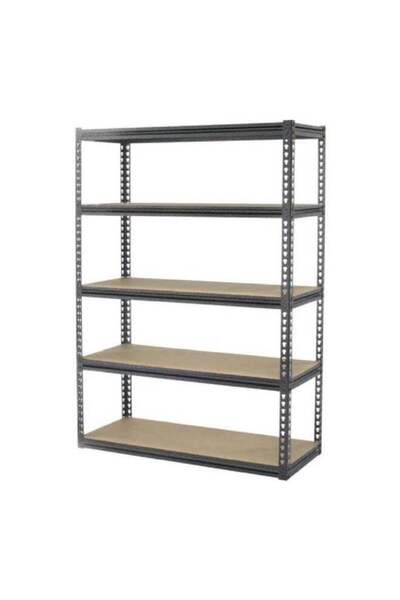 Tactix وحدة تخزين رفوف متينة عالية الأداء من 5 طبقات بدون براغي، باللونين الب...