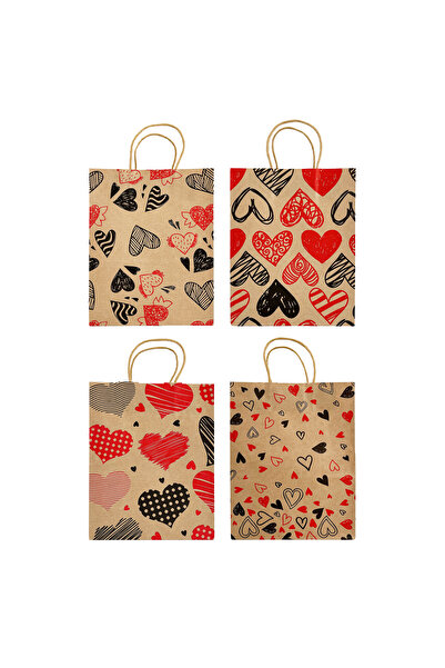 Party Magic عبوة من 6 أكياس هدايا كرافت متوسطة الحجم لعيد الحب - 21 × 11 × 27...