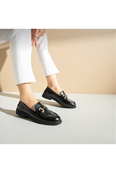 Jarrox Neo Dark Brown Buckle Detailed Women's Loafer Shoes - 3 cm Thermo Sole