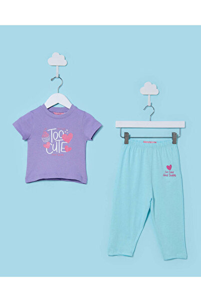 REDTAG طقم بيجاما مطبوع البنفسجي والأزرق للفتيات الصغيرات (قطعتان)