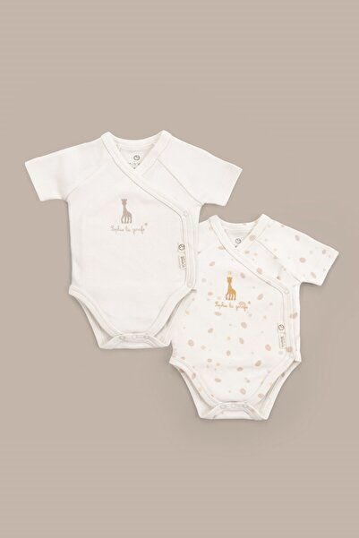 Little Gusto Sophie la girafe Organik Pamuk 2'li Kısa Kollu Kruvaze Zıbın