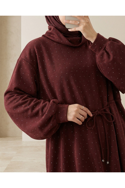 Modamorfo Half-High Collar Sweatshirt with Elasticated Skirt and Lace-Up Wais...