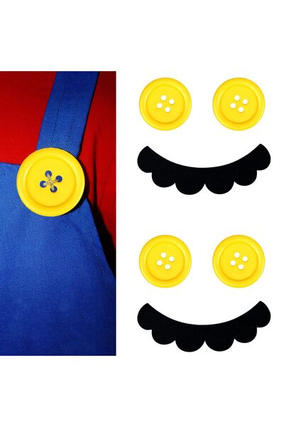 Fukpo Σετ Αξεσουάρ Καρναβαλιού, FUKPO, 4 Κίτρινα Κουμπιά και 2 Αυτοκόλλητα Μο...