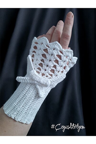 Store El Yapımı Dantel Örgü Parmaksız Eldiven – Şık & Zarif Tasarım
