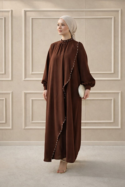 Abiye Diyarı Women's Crepe Fabric Pearl and Stone Embellished Nazende Hijab D...