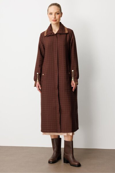 Micca Ribana ve Fermuar Detaylı Tüm Beden Astarlı Jakar Kapitone Mevsimlik Sp...