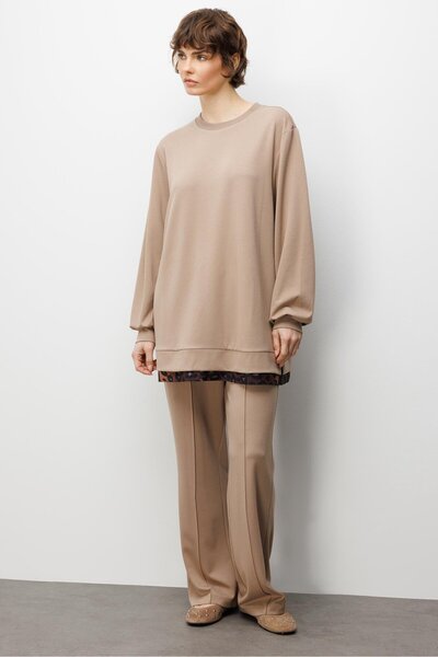 Micca Leo Garni Detaylı Örme Pantalon Kombinli Takım-Taş