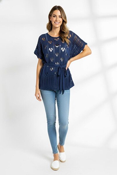 Cockatoo Belted Openwork Knitwear Blouse / Fits Sizes 36 & 46