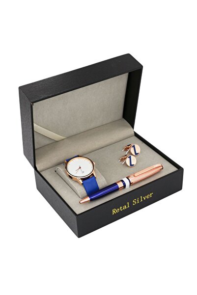 Corato طقم ريتال سيلفر الرجالي نحاسي أزرق