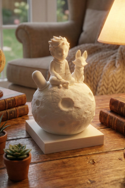 KLYNTO Küçük Prens ve Tilki Ay Gezegeni Temalı 3D Baskı Dekoratif Figür Masa ...