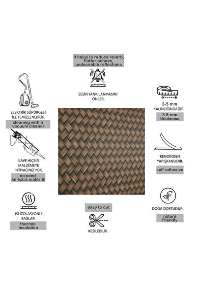 TİNK Self-Adhesive Felt Wallpaper Herringbone Pattern 48X280 cm (1 Piece / 1.34 m²)