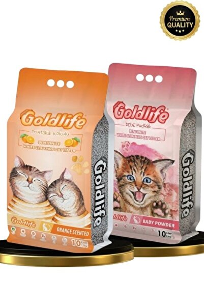Goldlife Gold Premium 2*10 Litre Kedi Kumu (Portakal 10 litre + Bebe Pudralı ...