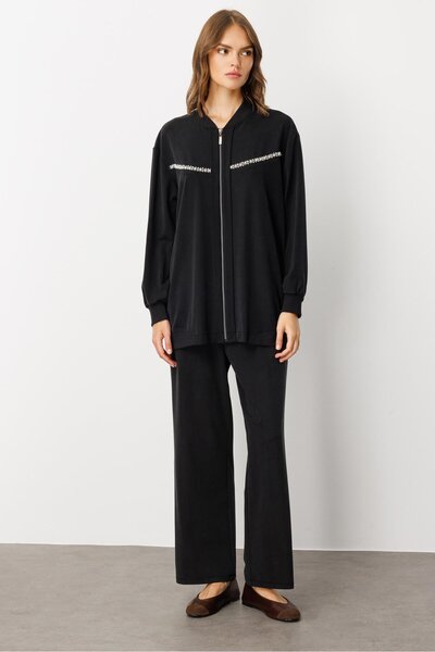 Micca Soft Örme (miccell %55 doğal içerik) Elişi Detaylı Pantalon Kombin Takı...