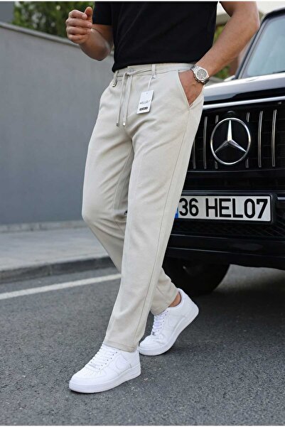 hello7 Men's Half-Waist Elastic Lace-Up Jogger Model Trousers