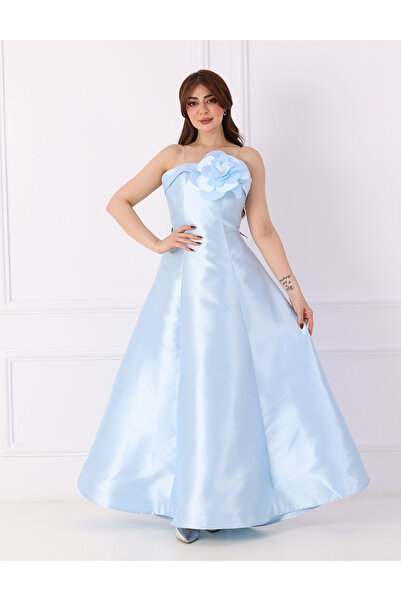 MEUON sky blue evening dress