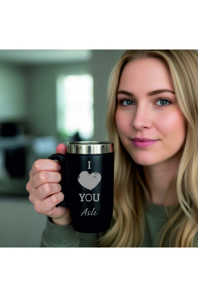 Hobi Tuning Kişiye Özel Mat Siyah Paslanmaz Çelik Termos Mug Bardak Hediyelik...