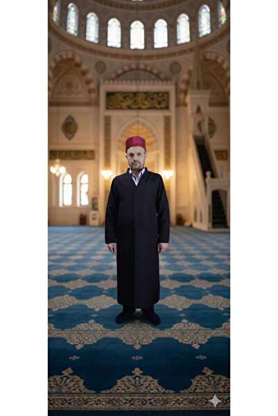 koçaktoptan Cübbe Buhara Collar Plain Black