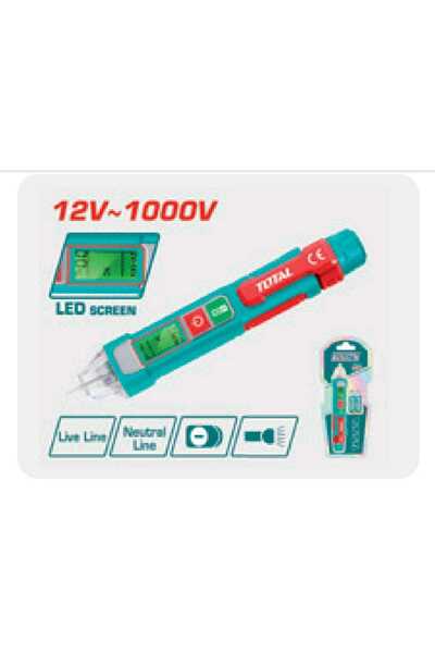 TOTAL Digital Led Ekranlı AC Voltaj Dedektörü (Digital Kontrol Kalemi)