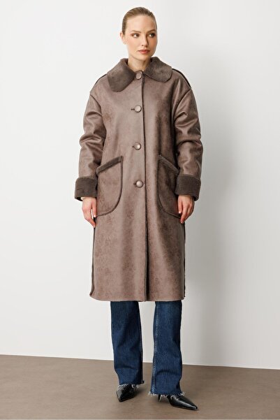 Micca Çift Taraflı Kullanım İmkanlı Zamansız Hafif Manto Kaban-Füme (Antrasit)