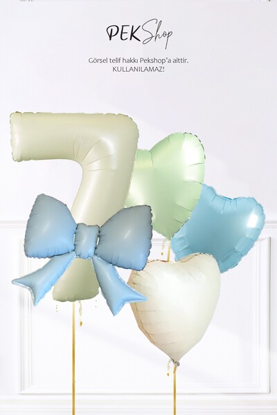 PEKSHOP Pink Bow Age Balloon with 3 Heart Balloons Birthday Balloon Set Set224