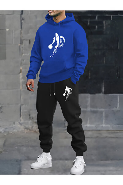 mercoledi Minimal Logo Printed Hoodie and Jogger Bottom Tracksuit Set