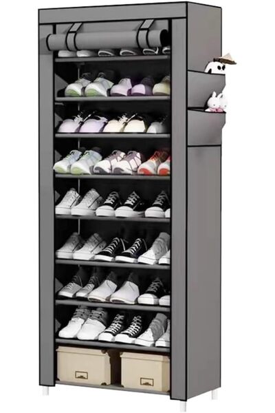 Generic 9-Tier Shoe Rack Canvas Shoe Storage Cabinet for 45 Pairs Shoes