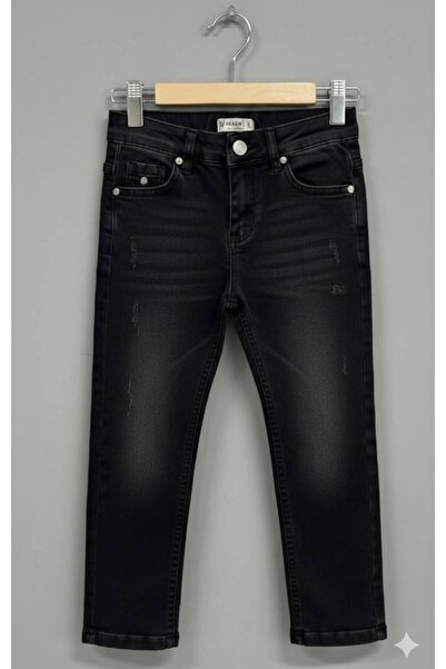 Esprix Kids Boy's Black Washed Lycra Jeans with Vintage Detail