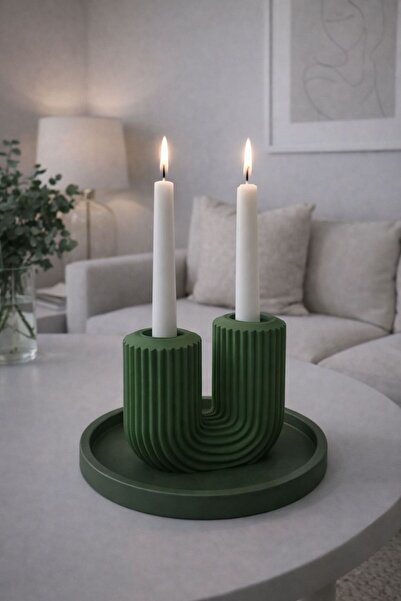 BUBUHOMEDECOR Modern Şamdanlık ve Tabak Kaktüs Figürlü
