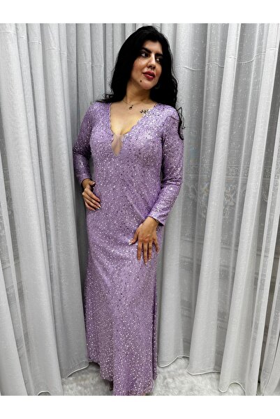 Rosina Mauve lace evening dress with a cord